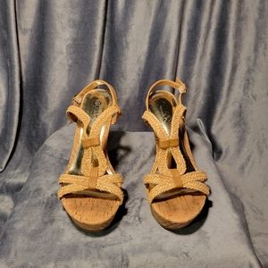 Carlos Santana Cork Wedge Sandals